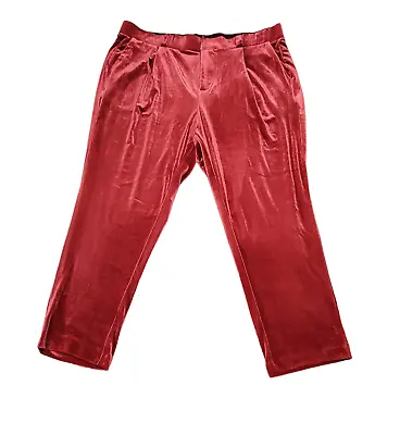 Torrid Womens Red Relaxed Taper Velvet High Rise Pants Flat Front Size 18 NWT • $58.98