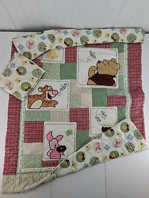 Vintage Winnie The Pooh Crib Bedding Set Fitted Sheet Quilt Green Red Piglet • $82.49