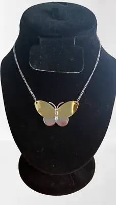 Vintage Avon Silver And Gold Tone Butterfly Adjustable Necklace • $9