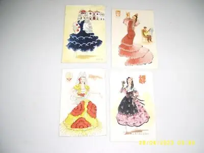 £9.50 • Buy Spanish Ladies  - Silk Embroidered Collection Of Vintage Postcards