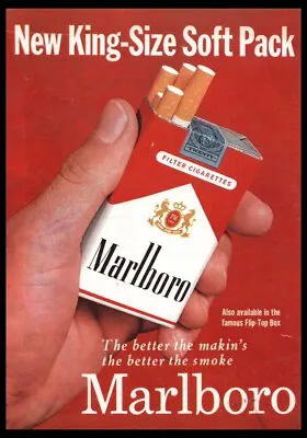 1959 Marlboro Reds King Size Soft Pack-cigarette Print Ad-mini Poster- 1950s • $9.95