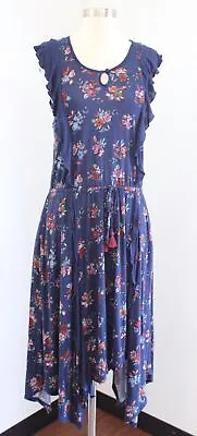 Matilda Jane Woodland Sprite Navy Blue Floral Asymmetric Hem Knit Dress Size M • $29.99