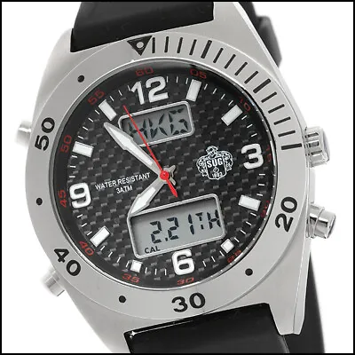 S.u.g. Men's T270 Miyota Movement Quartz Analog Digital Watch New Black Rubber • $78.29
