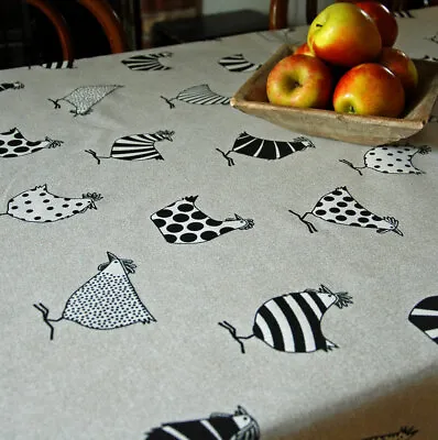 £8 • Buy  French Linen Oilcloth Vintage Chickens Design Wipe Clean Table Cloth