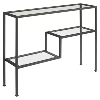 Crosley Furniture Sloane Modern Glass & Metal Console Table In Matte Black/Clear • $142.54