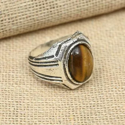 Beautiful Tiger's Eye Gemstone Men's Ring 925 Sterling Silver Ring All Size R226 • $17.99