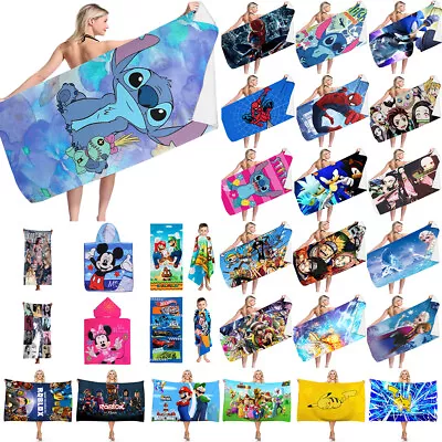 Cartoon Beach Towel Kids Adult Microfibre Quick Dry Lightweight Bath Holiday  • £12.59