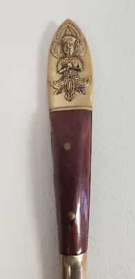 Vintage Siam Brass & Wood Letter Opener/Muddler.  Very Unique Point. 7 1/4  • $10