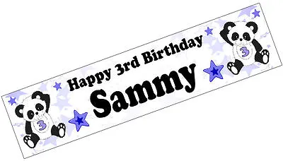 PERSONALISED BANNER NAME AGE PHOTO BIRTHDAY PARTY PANDA BLACK 1st 2nd 3rd 4TH D3 • £4.40