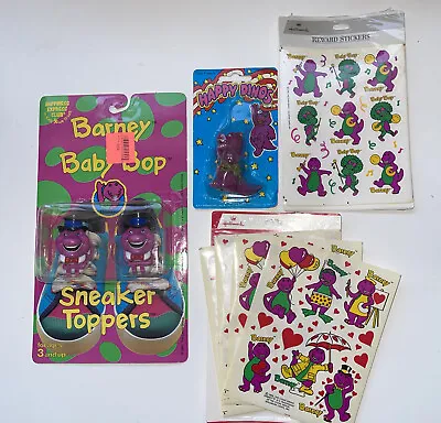 BARNEY LOT: 1993 Barney & Baby Bop Sneaker Toppers Hallmark Stickers Bootleg • $59.95