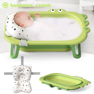 Foldable Portable Baby Bathtub For Toddler With Baby Cushion For 0-3 Years Green • £30.95