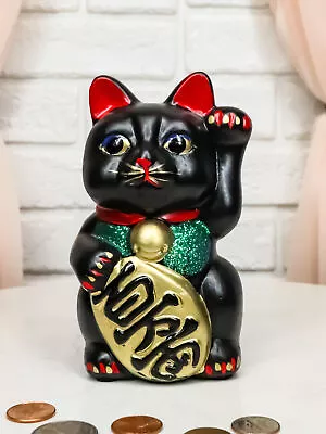 Japanese Luck Fortune Charm Black Beckoning Cat Maneki Neko Money Bank Statue 5  • $19.49