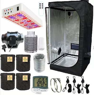 Hydroponics Complete 1.2x1.2x2m Grow Tent Kit Dimmable Powerful LED Grow Light • £255