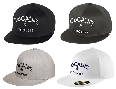 Flextfit Hat Funny Novelty Cocaine Hookers Blow NWOT Gift Flex Fit Flat Bill • $27.99