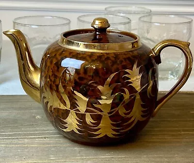 Vintage GIBSON & Son's Staffordshire Gilt Trimmed Teapot England Art Deco • $30