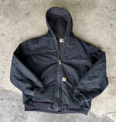 Vintage Carhartt Jacket Faded Black Made In USA Sz. XLT • $140