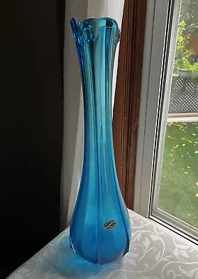 Large Mid Century Modern Swung Art Glass Vase Blue Vimax Italy • $110.84