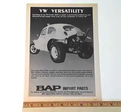 Bap Parts Vw Baja Bug Original 1980 Ad • $9.95