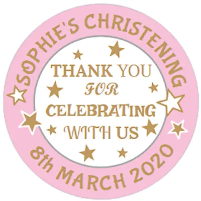 £3.95 • Buy 48 Personalised Christening Baptism Stickers Sweet Cone Labels  40mm 