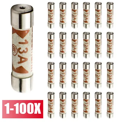 100Pcs 13A Domestic Fuses Plug Top Household UK Mains 13amp Plug Cartridge Fuse • £2.63