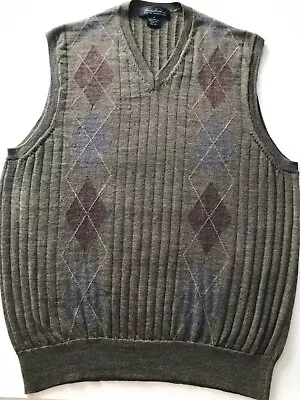 Brooks Brothers Extra Fine Italian Merino Wool Argyle Sweater Vest Men's Size M • $25.99