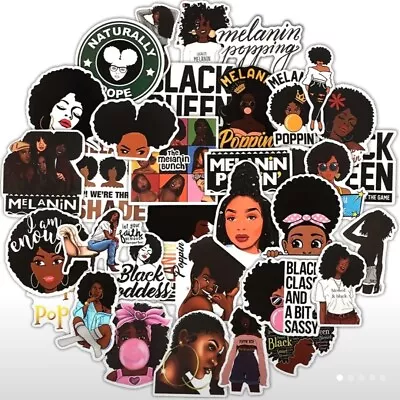 10 PCS Melanin Poppin' Black Girls Women Of Color Stickers BRAND NEW • $2.99