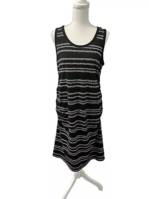 Liz Lange Maternity Sleeveless Abstract Striped Tank Sundress Side Ruching Sz L • $16