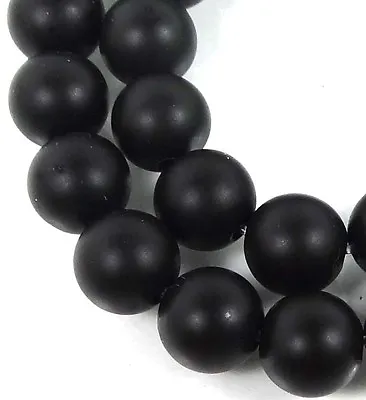 8mm Matte Black Onyx Round Beads (24) • $4.99