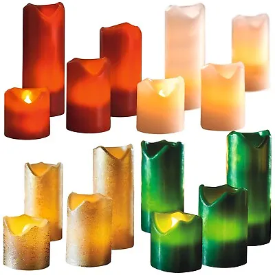 £14.95 • Buy LED Bulb Church Pillar Candles Electric Flameless Flickering Real Wax Pack Of 4