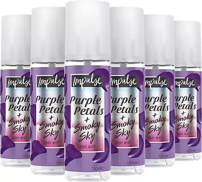 Impulse Body Mist Purple Petals + Smoky Sky Fragrance Spray Pack Of 6 150ml • £16.99