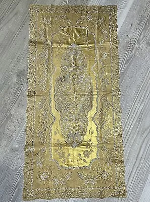 RARE Vintage Gold Table Rectangle Doily Laser Cut Vinyl Furniture Decor Crafting • $23.99