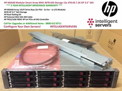 £975 • Buy HP MSA60 Modular Smart Array With 36TB Storage 12x HP 3TB 6G 7.2K DP 3.5  SAS 