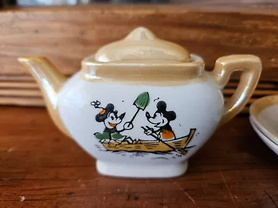 Vintage 1930's Mickey Mouse Lusterware Tea Set 8 Pieces • $35