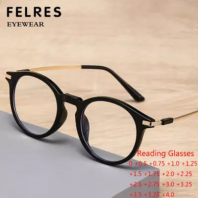 Men Women Round Blue Light Blocking Reading Glasses Retro Presbyopic Readers New • $7.87