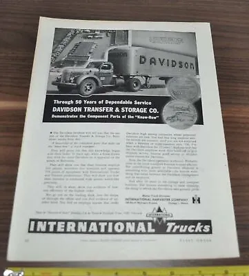 1946 International KR-11 Truck Ad Davidson Transfer Packard Electric • $9.99