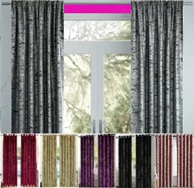 EX Store Premium Crushed VELVET Curtains Pair Of Eyelet Ring Lined Window Covers • £23.99