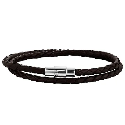 Men Women Braided Leather Stainless Steel Magnetic Bracelet Bangle Cuff 7.5-8.5  • $8.99