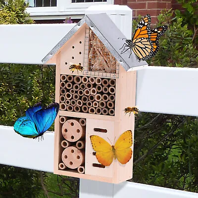 Hanging Insect Bug Bee Hotel Wooden House Ladybird Nest Wood Shelter Garden Box • £9.99