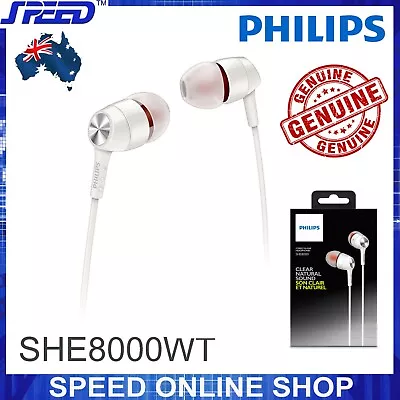 $69.95 • Buy PHILIPS SHE8000WT In-Ear Headset - Headphones - Earphones - Deep Bass - WHITE