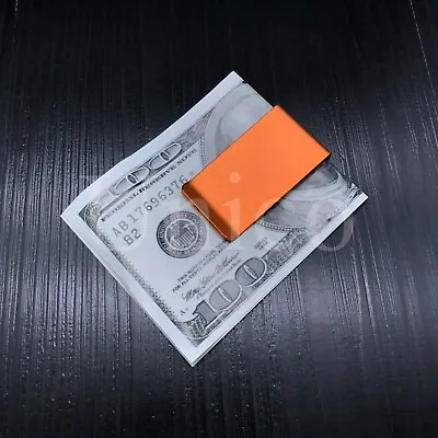 2 PC Steel Slim Money Clip Cash Credit Card Metal Pocket Holder Wallet Orange US • $7.99