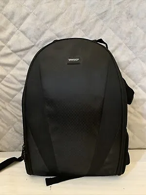 Vivitar Camera Bag Backpack Black Slick Bag With Equipment Two Straps • $32.50