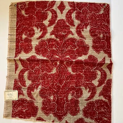 Vintage Schumacher Fabric Sample Shamrock Damask Red Touch Of Ireland  • $49.99