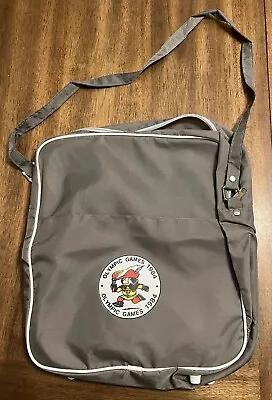 Vintage 1984 Los Angeles Summer Olympics Gray Nylon Zip Shoulder Book Bag • $16.49