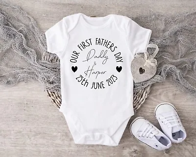 £6 • Buy Personalised Baby Grow 103 Happy Fathers Day - Baby Vest Novelty Gift