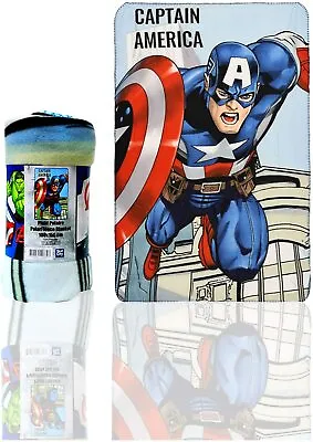 Marvel Avengers Captain America Fleece Blanket 100cm (39 ) X 150cm (59 ) • £12.99