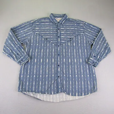 Vintage Saddlebrook Shirt Mens XL Blue Western Button Up Southwestern Frontier • $39.97