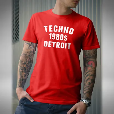 £9.99 • Buy Techno 1980s Detroit Men's T-Shirt DJ Clubbing Techno Music Michigan USA