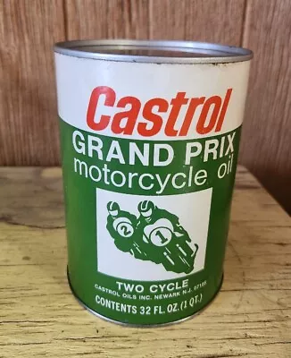 Vintage Castrol Grand Prix Motorcycle 2 Stroke SAE40 Motor Oil Can Antique • $28