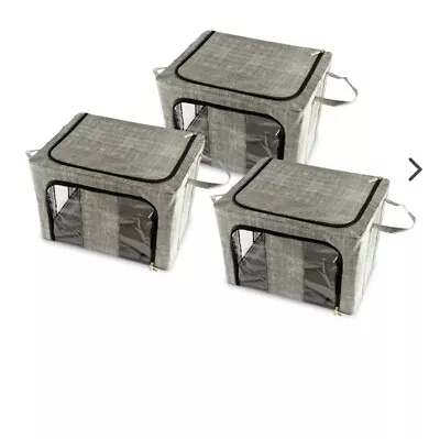 3 Boxes - 66L Handy Solutions Folding Storage Box Fabric & Steel Frame NEW • £24.89