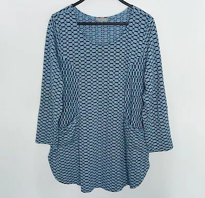 HABITAT Clothes To Live In Textured Tunic Top Textured Stretch Pockets Blue L • $22.49